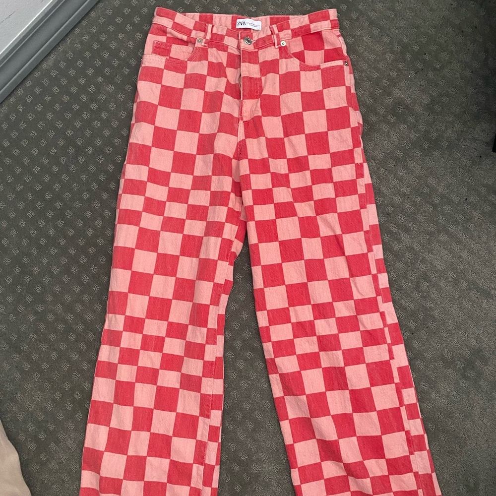 ZARA checkered denim